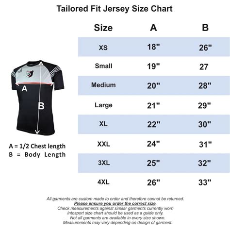 us jersey size chart